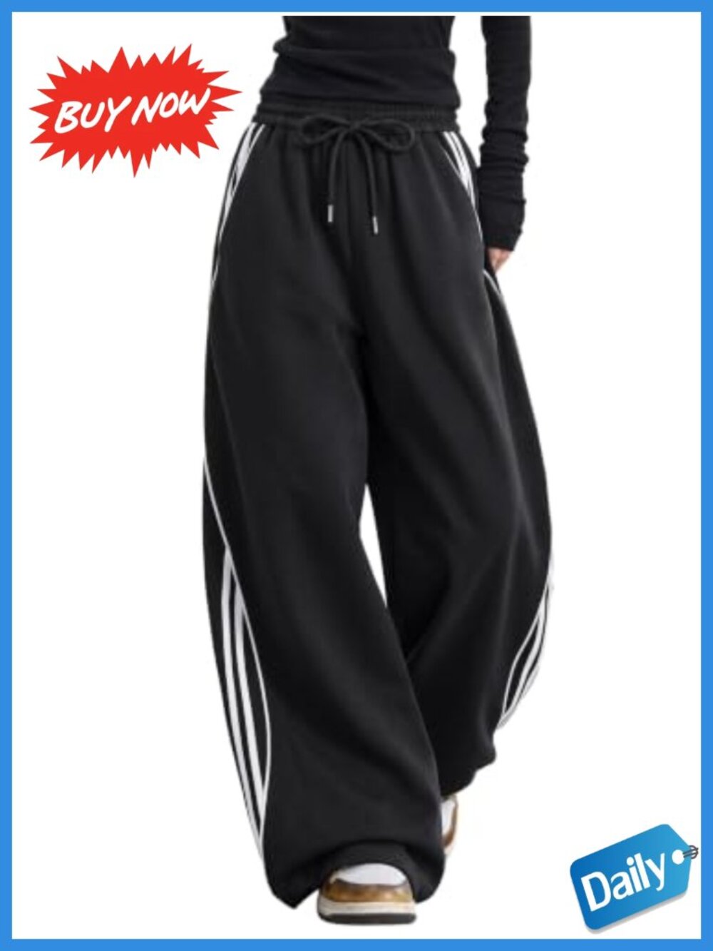 Wide Leg Sweatpants with Pockets Drawstring Loose Lounge Pants